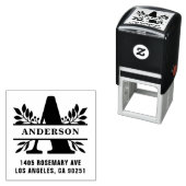 手紙Aのクラシックの葉の家族のモノグラムのアドレス セルフインキングスタンプ (インサイチュ)