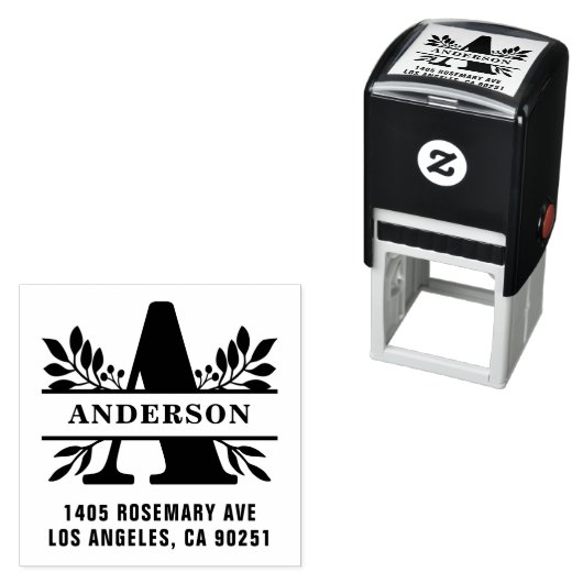 手紙Aのクラシックの葉の家族のモノグラムのアドレス セルフインキングスタンプ (インサイチュ)