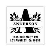 手紙Aのクラシックの葉の家族のモノグラムのアドレス セルフインキングスタンプ (デザイン)