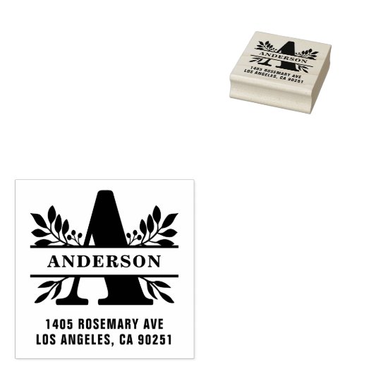 手紙Aのクラシックの葉の家族のモノグラムのアドレス ラバースタンプ (押印)