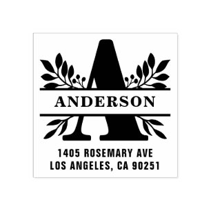 手紙Aのクラシックの葉の家族のモノグラムのアドレス ラバースタンプ