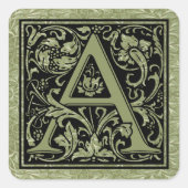 手紙Aの最初の文字モノグラム スクエアシール (正面)