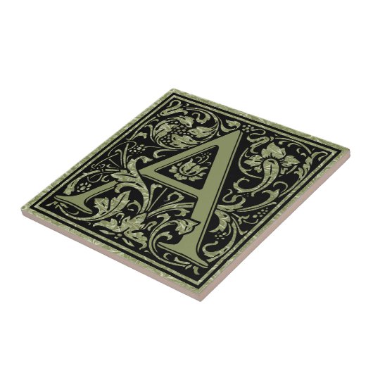 手紙Aの最初の文字モノグラム タイル (側面)