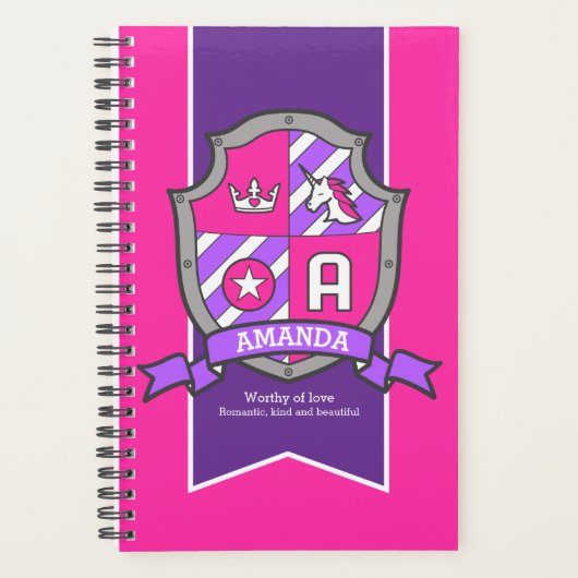 手紙Aアマンダの名前はクレストピンク プランナー手帳 (正面)