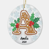 手紙Aクリスマスカスタムモノグラムオーナメント セラミックオーナメント (左)