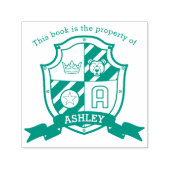 手紙Aクレスト名前をカスタムするは子供の図書館スタンプを持つ セルフインキングスタンプ (デザイン)