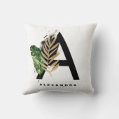 手紙Aモノグラム金箔トロピカル葉 クッション (裏面)