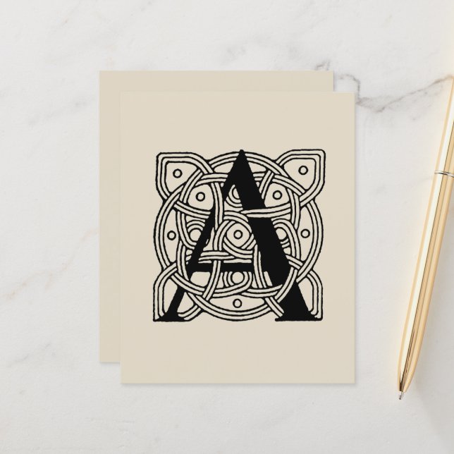 手紙Aヴィンテージケルト結び目模様モノグラム (正面/裏面インサイチュ)