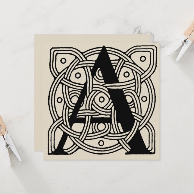 手紙Aヴィンテージケルト結び目模様モノグラム (正面/裏面インサイチュ)