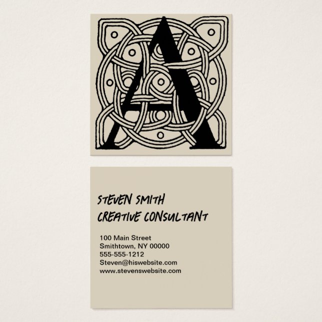 手紙Aヴィンテージケルト結び目模様モノグラム (正面&裏面)