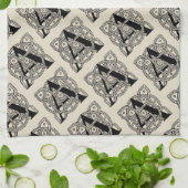 手紙Aヴィンテージケルト結び目模様モノグラム キッチンタオル (折り畳み)