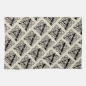 手紙Aヴィンテージケルト結び目模様モノグラム キッチンタオル (横)