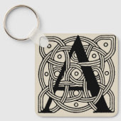 手紙Aヴィンテージケルト結び目模様モノグラム キーホルダー (正面)