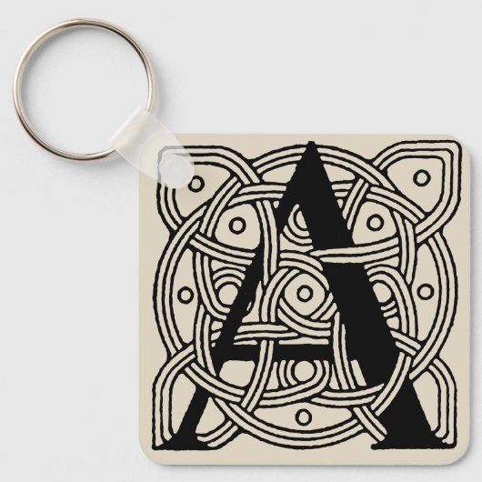 手紙Aヴィンテージケルト結び目模様モノグラム キーホルダー (正面)