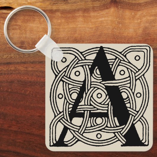 手紙Aヴィンテージケルト結び目模様モノグラム キーホルダー (正面)