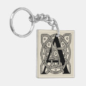 手紙Aヴィンテージケルト結び目模様モノグラム キーホルダー (正面左)