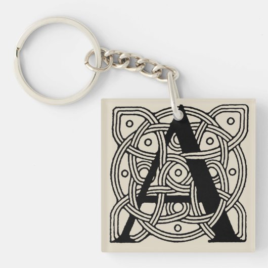 手紙Aヴィンテージケルト結び目模様モノグラム キーホルダー (正面)