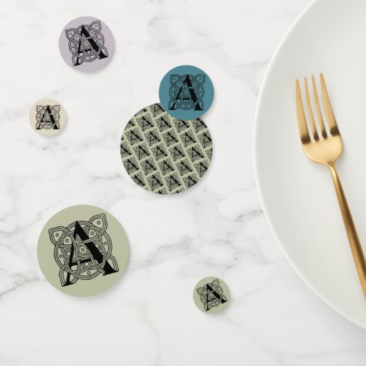 手紙Aヴィンテージケルト結び目模様モノグラム コンフェッティ (グループ)