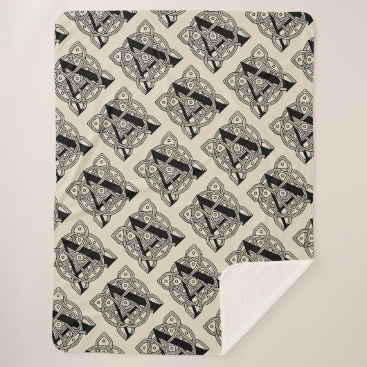 手紙Aヴィンテージケルト結び目模様モノグラム シェルパブランケット (正面)
