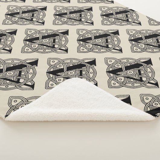 手紙Aヴィンテージケルト結び目模様モノグラム シェルパブランケット (3/4)