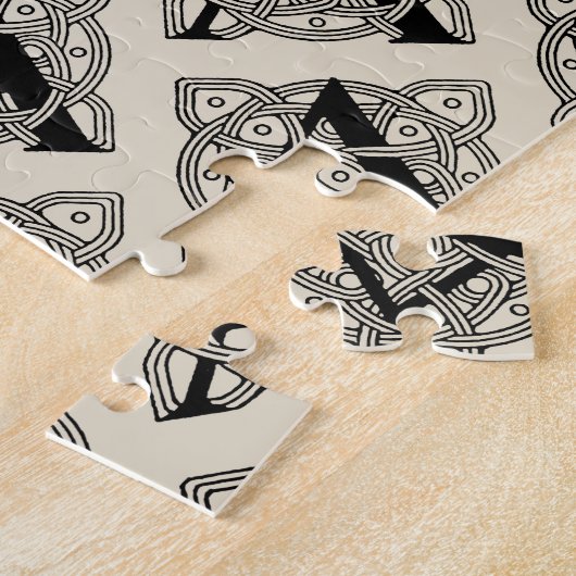 手紙Aヴィンテージケルト結び目模様モノグラム ジグソーパズル (側面)