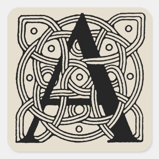 手紙Aヴィンテージケルト結び目模様モノグラム スクエアシール (正面)