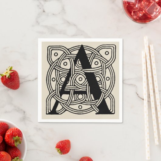 手紙Aヴィンテージケルト結び目模様モノグラム スタンダードカクテルナプキン (インサイチュ)