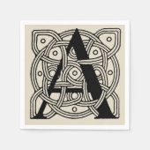 手紙Aヴィンテージケルト結び目模様モノグラム スタンダードカクテルナプキン (正面)