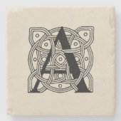 手紙Aヴィンテージケルト結び目模様モノグラム ストーンコースター (正面)