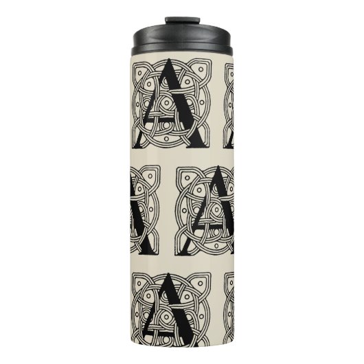 手紙Aヴィンテージケルト結び目模様モノグラム タンブラー (正面)