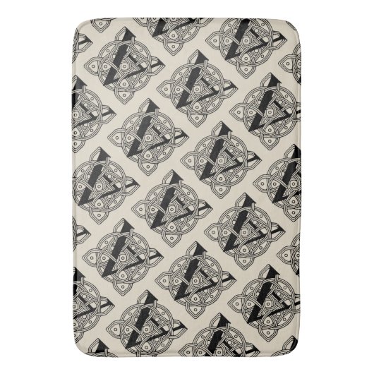 手紙Aヴィンテージケルト結び目模様モノグラム バスマット (正面縦)