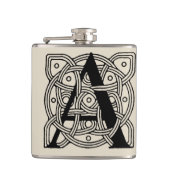 手紙Aヴィンテージケルト結び目模様モノグラム フラスク (正面)