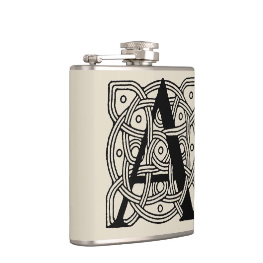 手紙Aヴィンテージケルト結び目模様モノグラム フラスク (右)