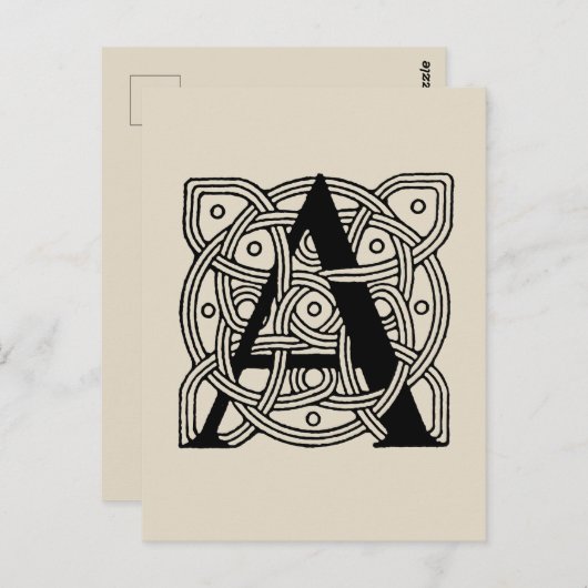 手紙Aヴィンテージケルト結び目模様モノグラム ポストカード (正面/裏面)