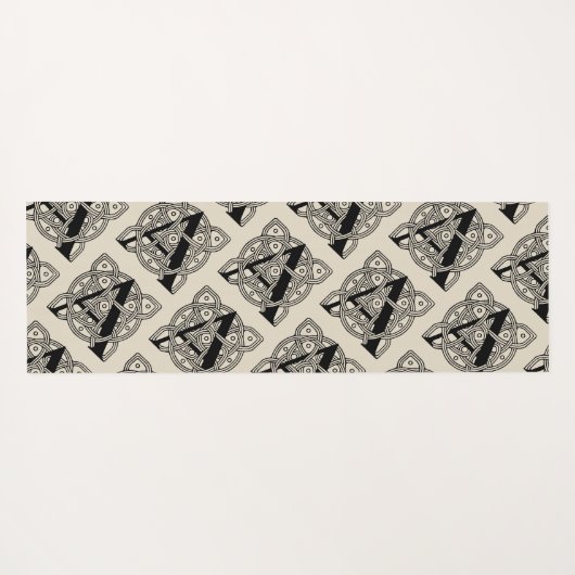 手紙Aヴィンテージケルト結び目模様モノグラム ヨガマット (裏面(横))