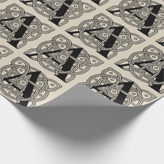 手紙Aヴィンテージケルト結び目模様モノグラム ラッピングペーパー (角)