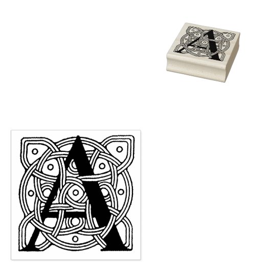 手紙Aヴィンテージケルト結び目模様モノグラム ラバースタンプ (押印)