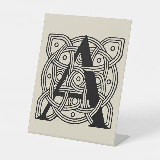 手紙Aヴィンテージケルト結び目模様モノグラム 台座サイン (正面)