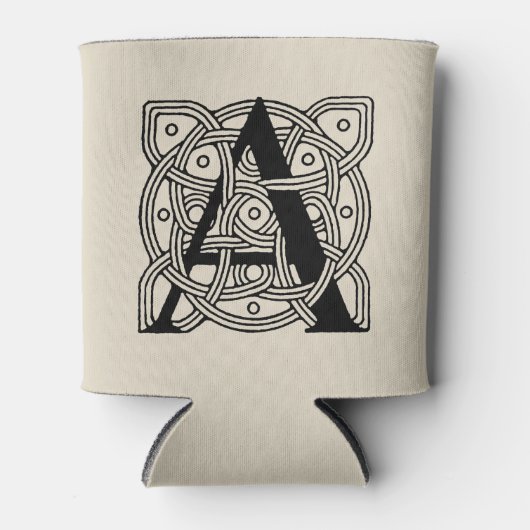 手紙Aヴィンテージケルト結び目模様モノグラム 缶クーラー (正面)