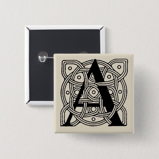 手紙Aヴィンテージケルト結び目模様モノグラム 缶バッジ (正面&裏面)