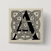 手紙Aヴィンテージケルト結び目模様モノグラム 缶バッジ (正面)