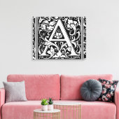 手紙A中世モノグラムアールヌーボー キャンバスプリント (インサイチュ (リビング))