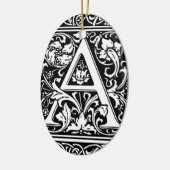 手紙A中世モノグラムアールヌーボー セラミックオーナメント (左)