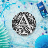 手紙A中世モノグラムアールヌーボー ペーパープレート (パーティー)