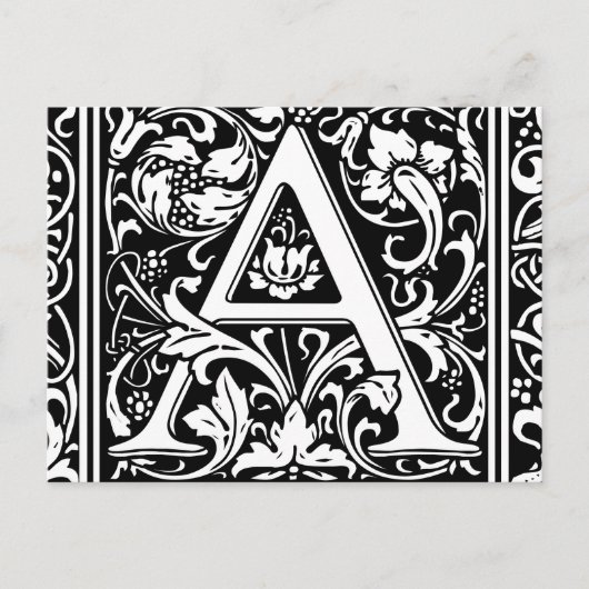 手紙A中世モノグラムアールヌーボー ポストカード (正面)