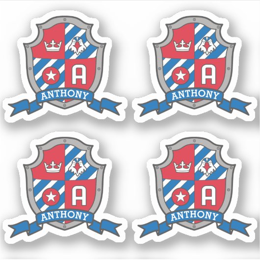 手紙A名前をカスタムするアンソニー騎士団の紋章 シール (正面)