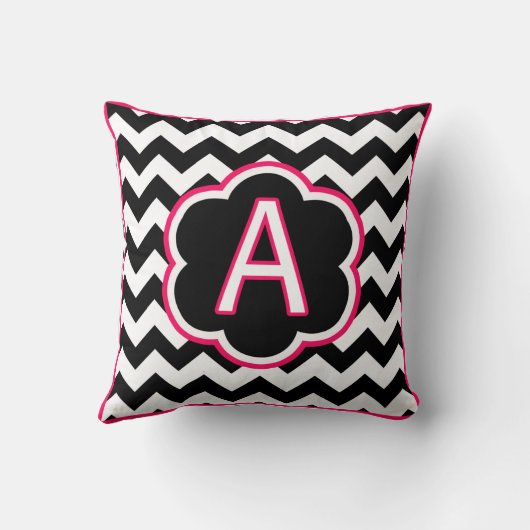 手紙A白黒シボロンモノグラム クッション (裏面)