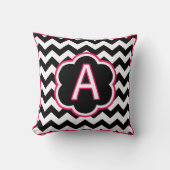 手紙A白黒シボロンモノグラム クッション (正面)