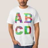 手紙ABCDの虹のデザイン Tシャツ (正面)
