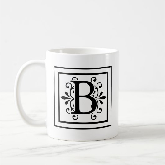 手紙Bのモノグラムのコーヒー・マグ コーヒーマグカップ (左)